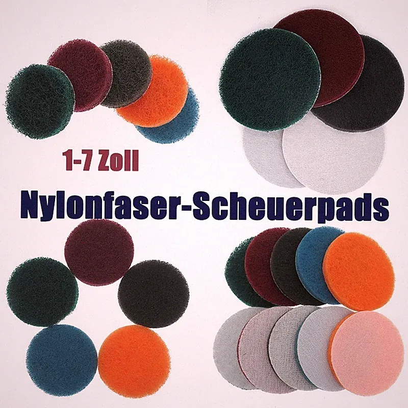 1"-7" Beflockungs-Schleifscheiben Nylonfaser-Scheuerpads Klett-Scheuerschwamm