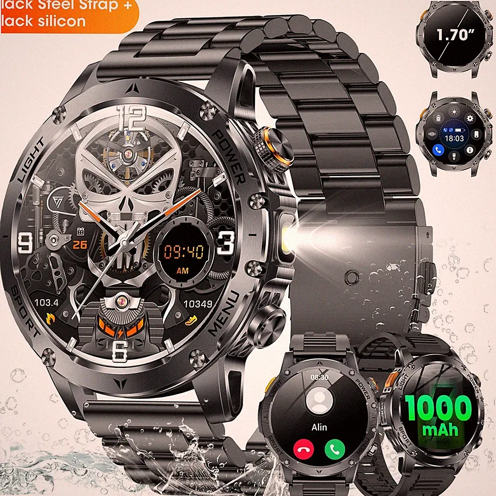 1.85-Zoll Smartwatch (Antwort/Anruf) Military Sport Watch 30-Day Battery 1000mAH