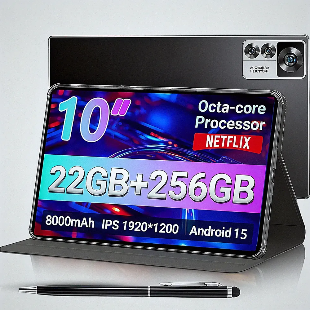 10 Zoll Android 15 WiFi Tablet 22（8+14）GB+256GB 8000mAh 1080P 60Hz Display