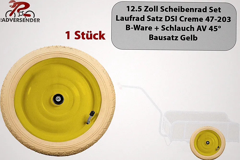 12.5 Zoll Scheibenrad Felge Laufrad Anhänger 12x1.75 Schlauch AV 45° Reifen 47-2