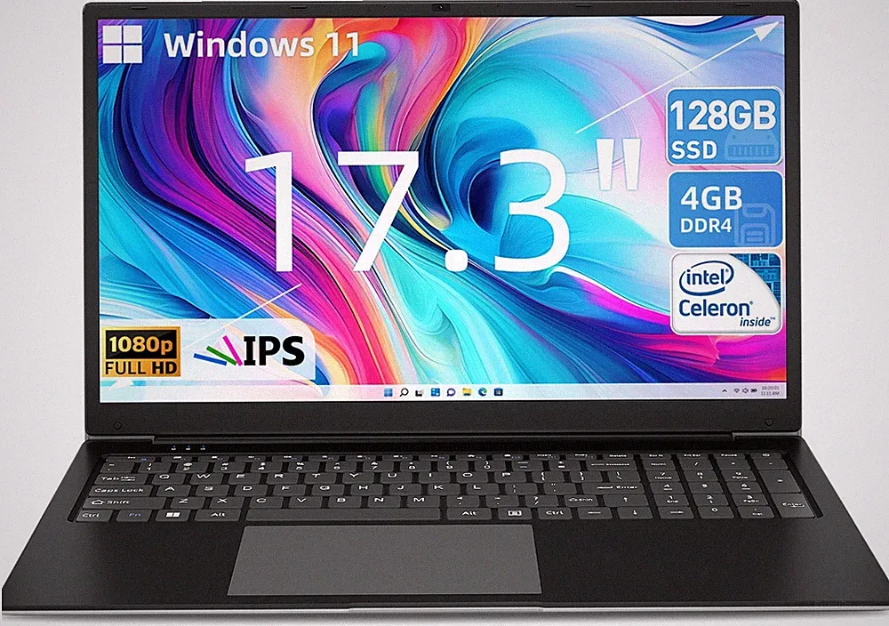 17,3 Zoll SGIN Büro Laptop Intel i3 Quad-Core 4GB+128GB Win11 HDMI IPS Screen