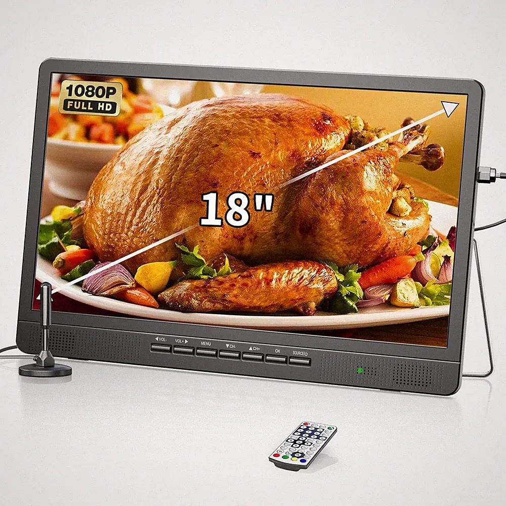 18-Zoll Kleiner Fernseher Mit Antenne Tragbarer Fernseher Mit Freeview DVB/T2...