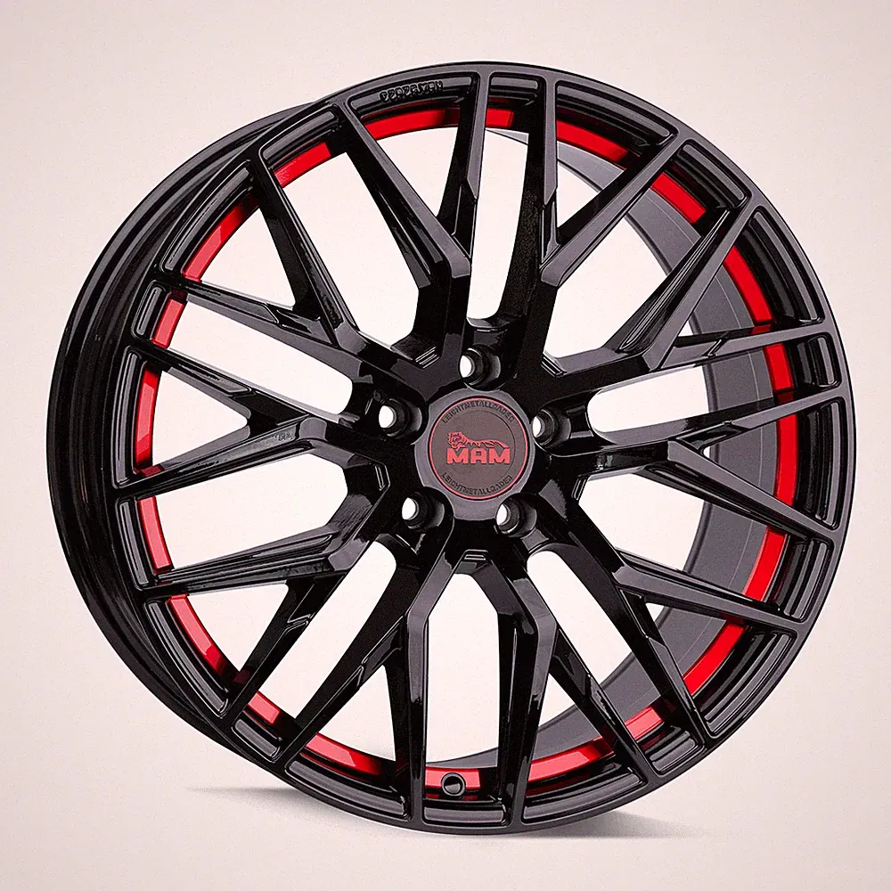 19 Zoll MAM RS4 5x120 ET35 Alufelgen BLACK PAINTED RED INSIDE