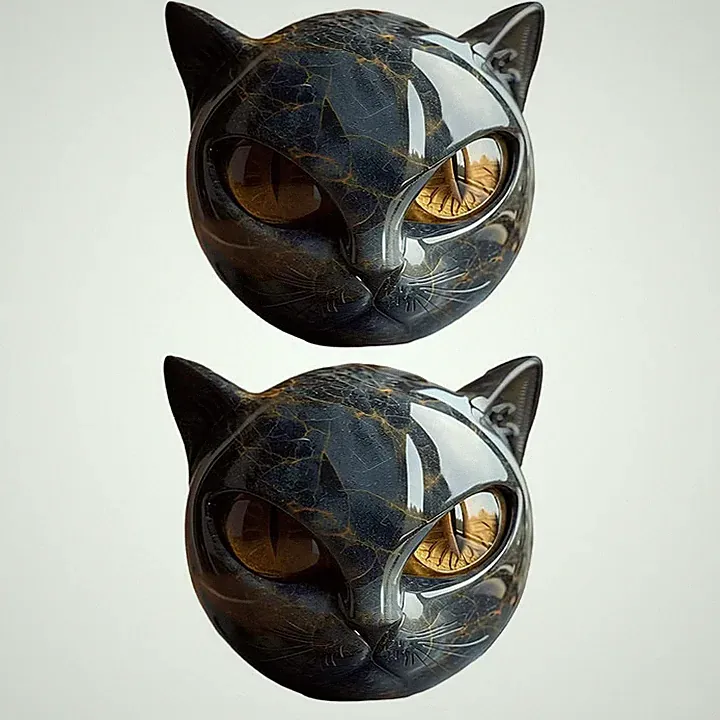 2,75 Zoll Gelb für Schwarz für Katze für Skulptur für Katze Wohndeko