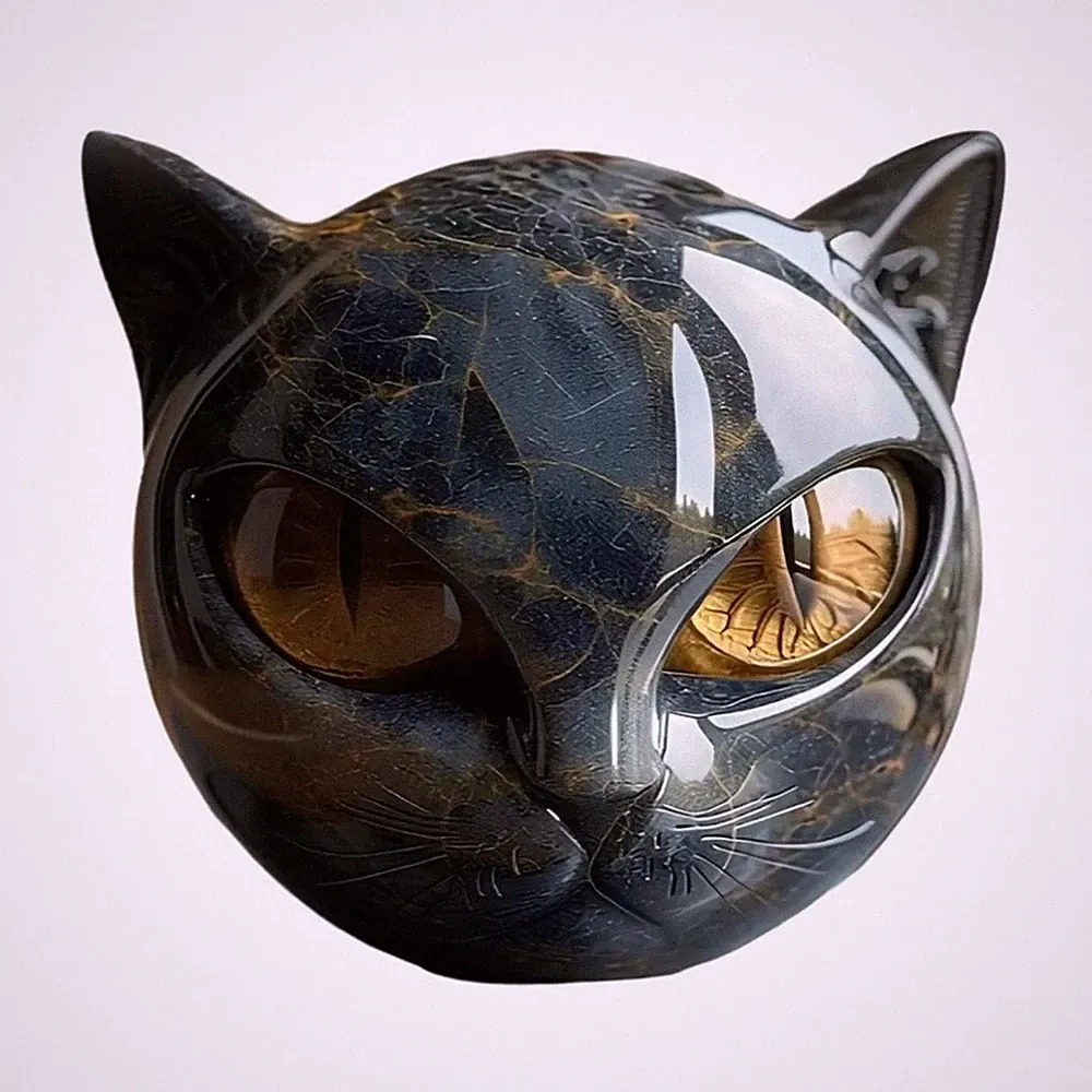 2,75 Zoll gelb schwarz für Katze für Skulptur für Kunstsammlung handgeschnitz