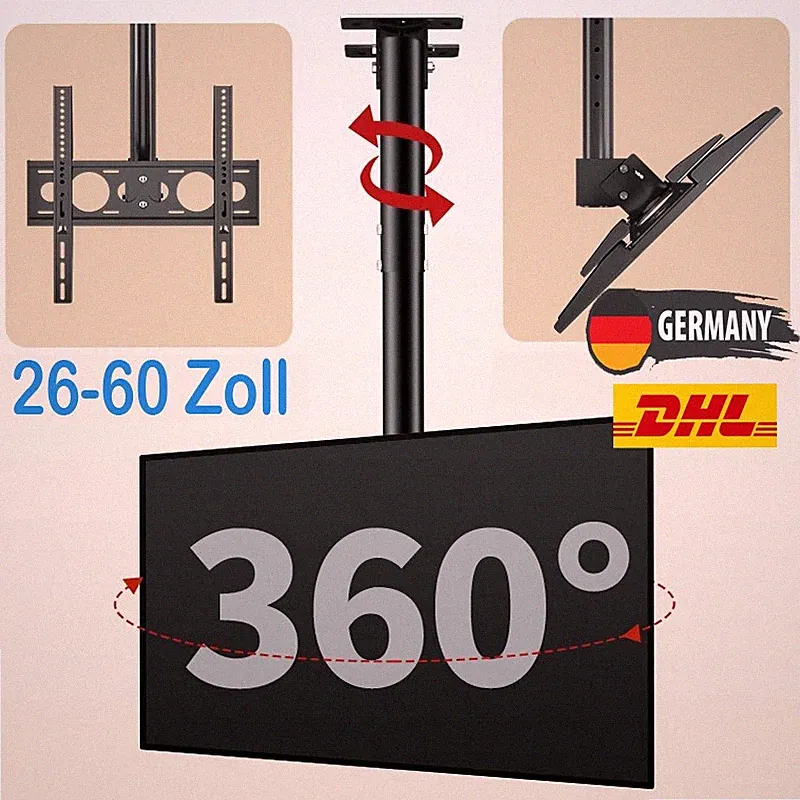 23"-42" Zoll Schwenkbar Universal Deckenhalterung LED LCD TV Schwarz 75kg
