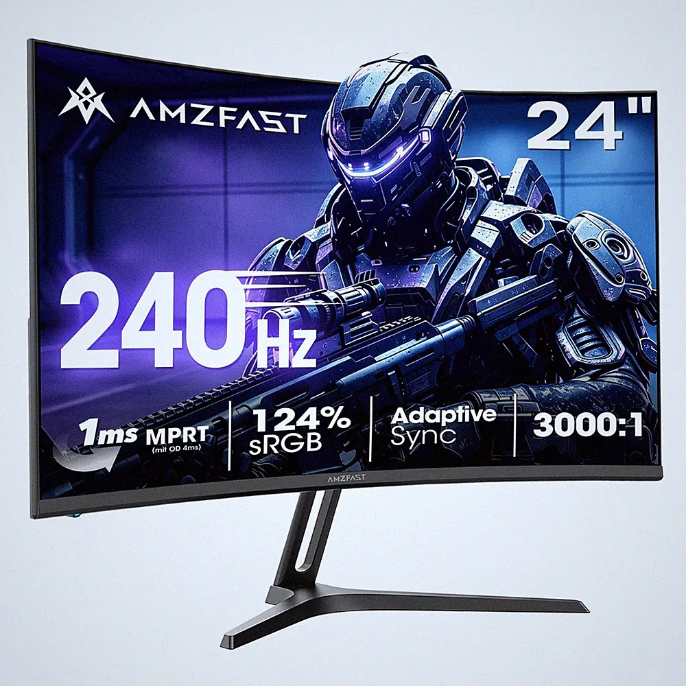 24 Zoll Curved Gaming Monitor 240Hz 1ms Adaptive Sync VA Panel HDMI DP VESA