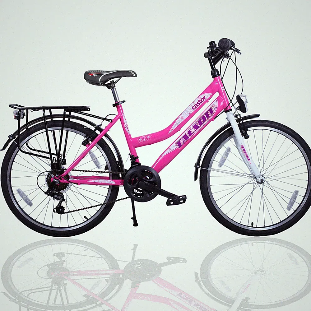24 ZOLL MÄDCHENFAHRRAD SHIMANO 21GANG 24" FAHRRAD PINK-WEISS MIT BELEUCHTUNG 605