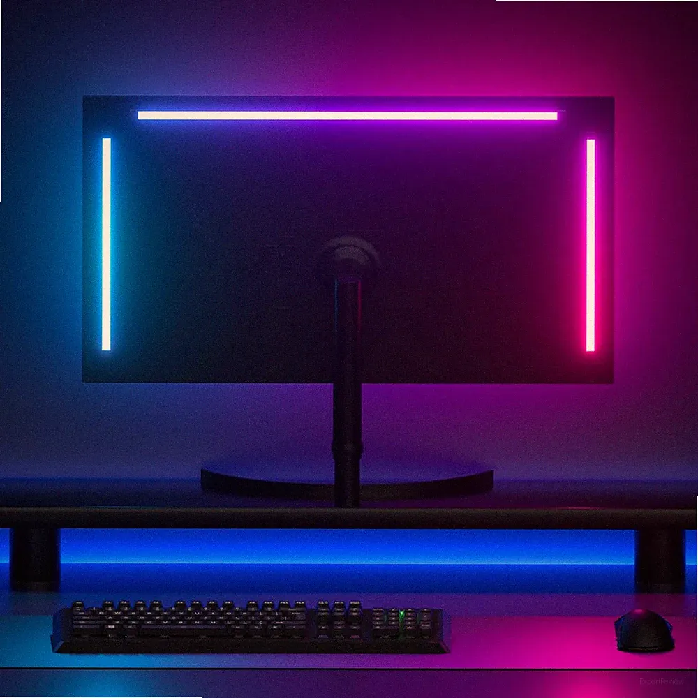 24 Zoll PC Monitor Hintergrundbeleuchtung,RGBIC LED-Lichtstreifen synchron mit
