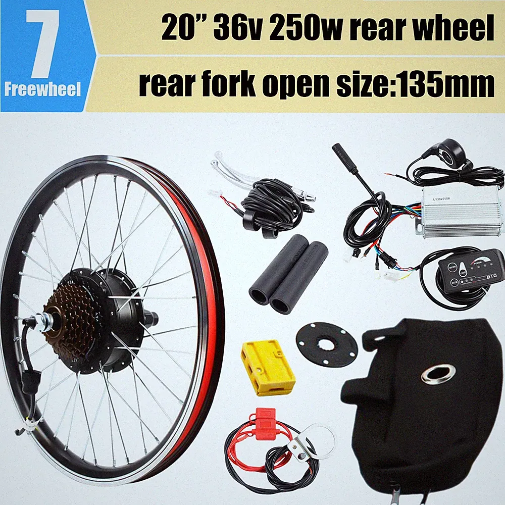 250W 36V E-bike Conversion Kit 20 Zoll Hinterrad Elektrofahrrad Umbausatz Motor