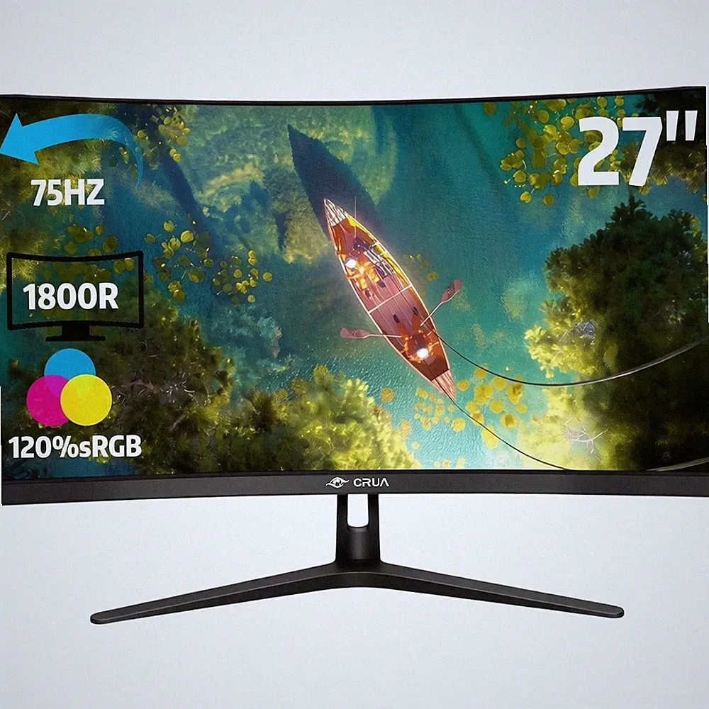 27 Zoll Curved Monitor 1920x1080 VA 75 Hz 1800R HDMI VGA flimmerfrei, 120 sRGB