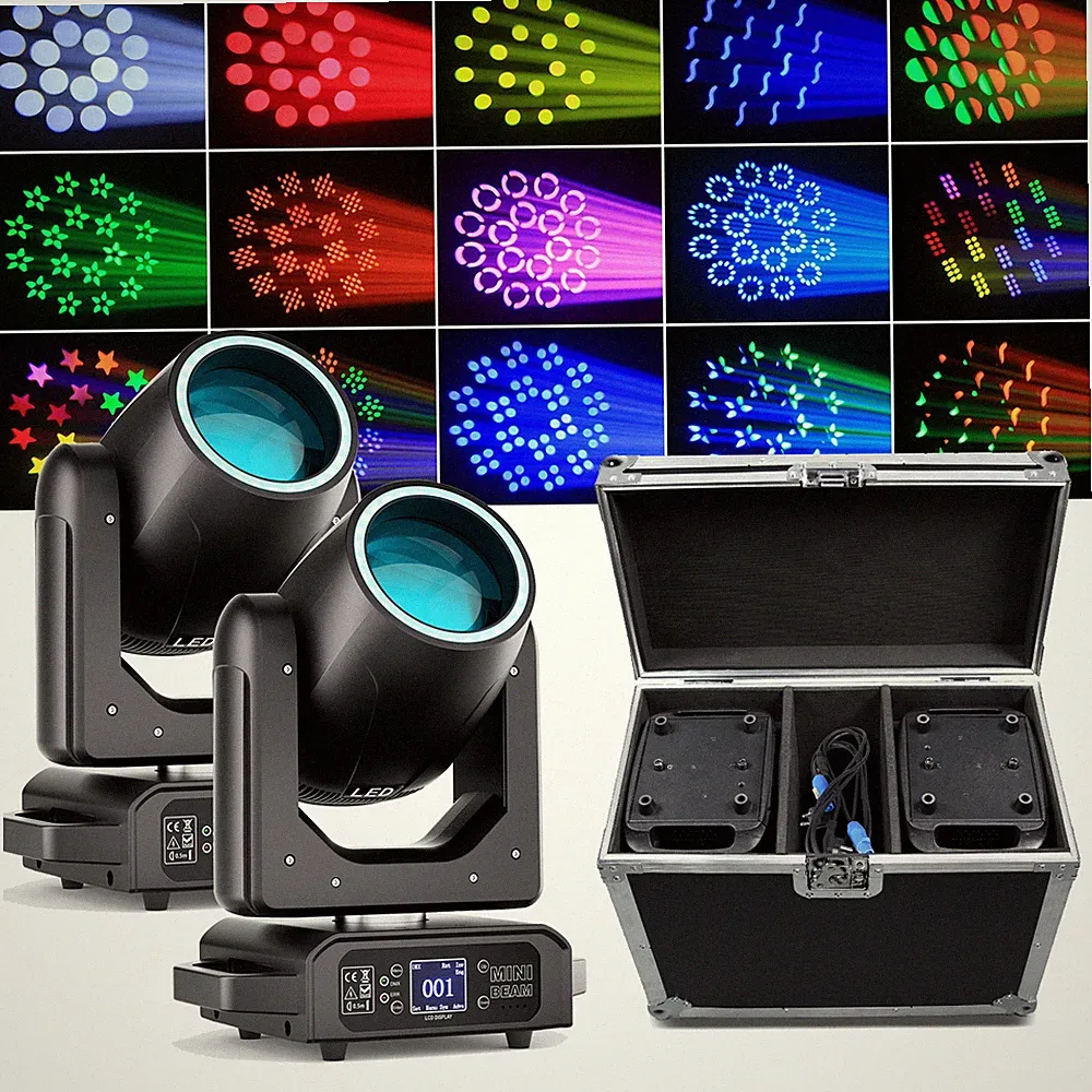 2stk 250W Moving Head LED RGBW DMX Strahl Mit Case 12Gobos 18 Prismen Party DJ