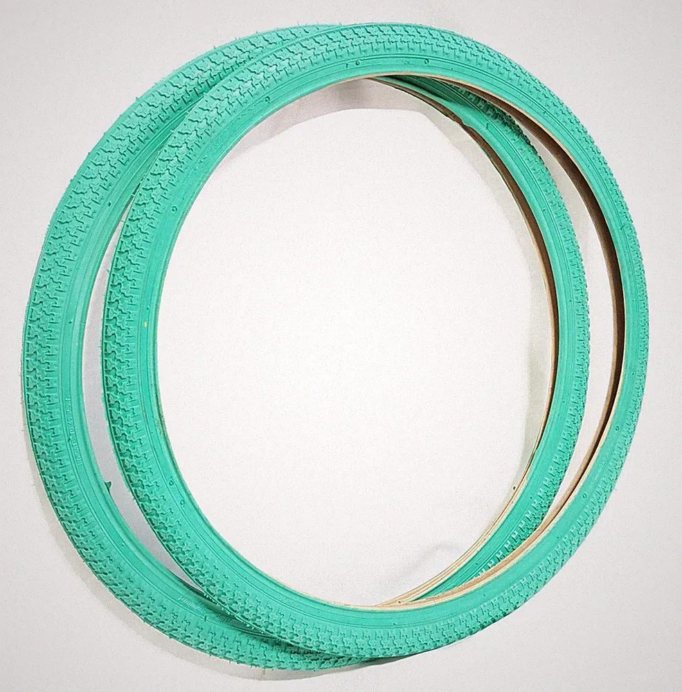 2x Fahrradreifen 26 x 1.75 Zoll 47-559 Grün Mint für Oldtimer, Reifen Retro