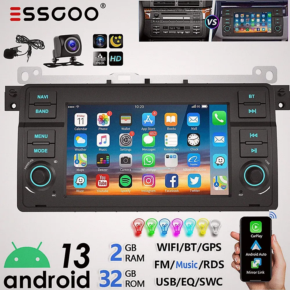 32G Android 13 Für BMW 3er E46 M3 Rover 75 MG ZT Autoradio Carplay GPS RDS +KAM