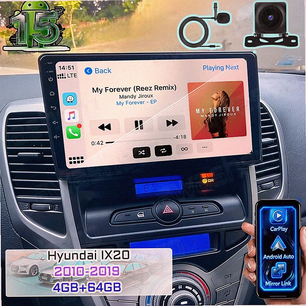 4+64GB Android 15 Autoradio Für Hyundai IX20 2010-2019 Carplay Navi GPS WIFI KAM