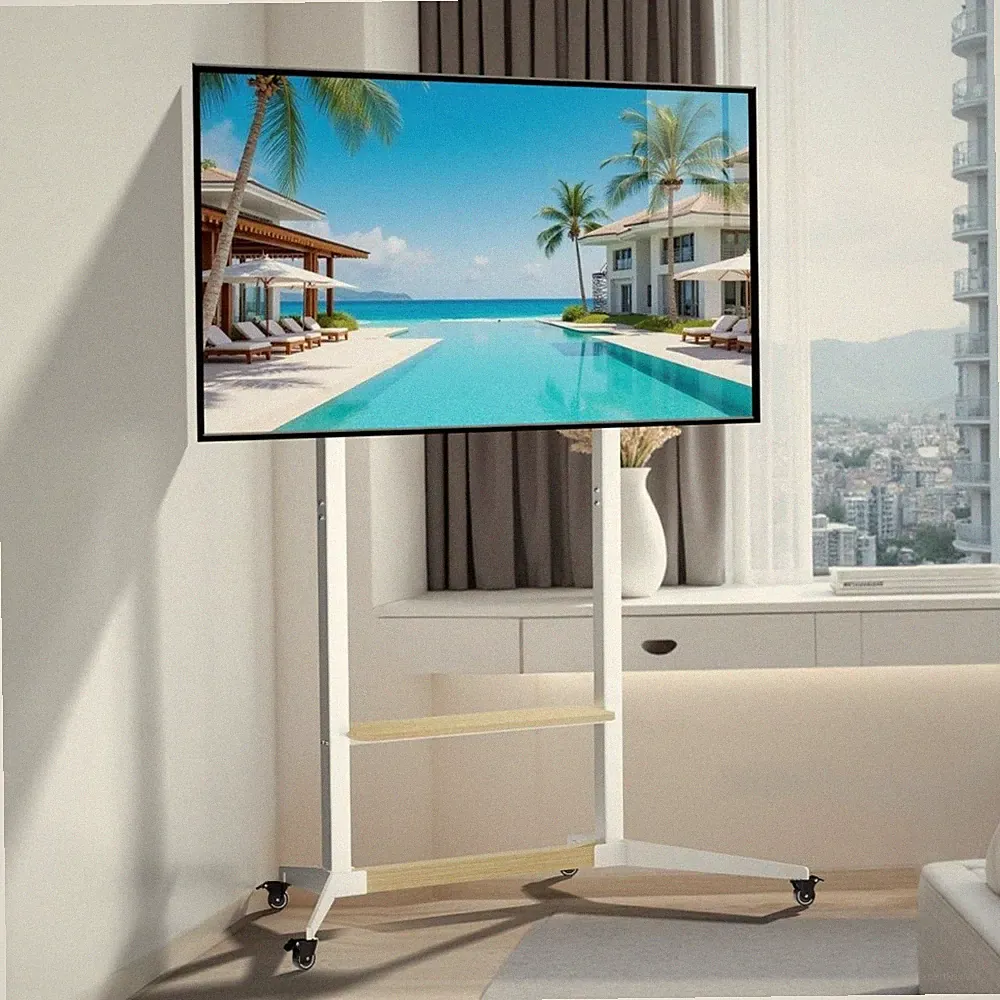 40-100" TV Ständer Standfuß Rollbar Fernsehständer höhenverstellbar bis 100KG DE