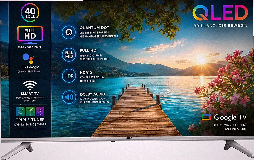 40 Zoll / 100 cm QLED Smart Fernseher JTCSQ40F39405G, Android TV, Play Store