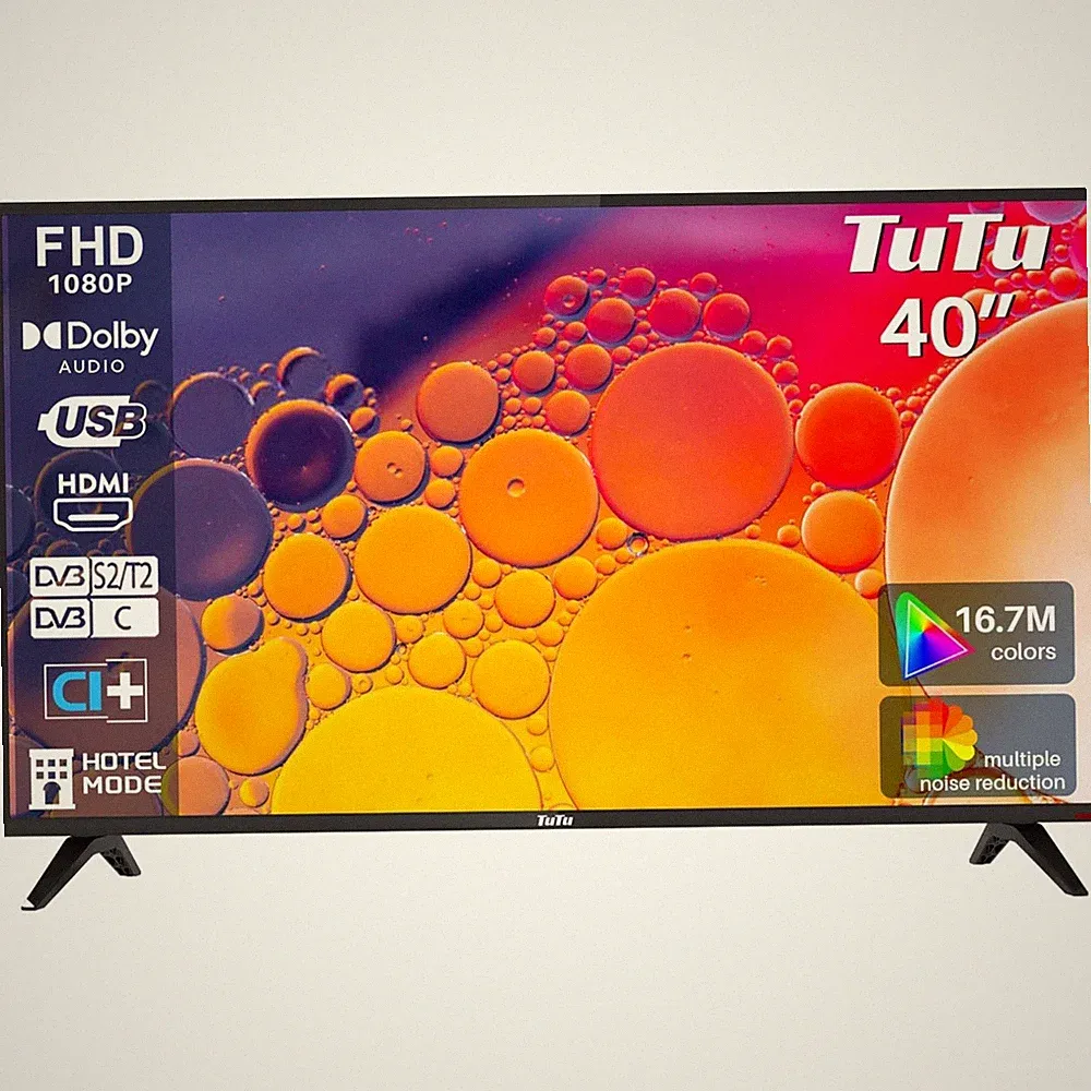 40 Zoll LED TV Full HD Fernseher DVB-T2 HDMI USB Hotelmodus Schwarz