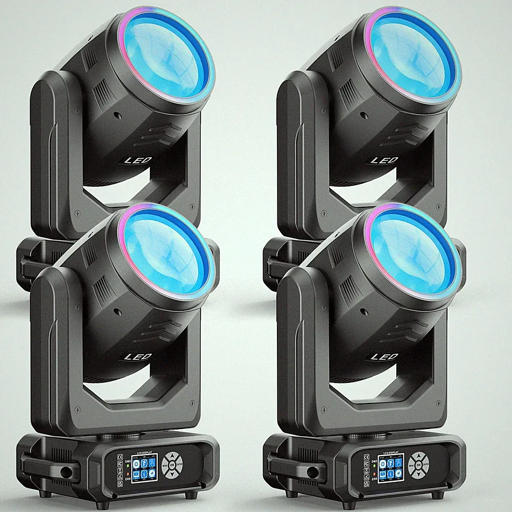4stk 250W LED Strahl Moving Head RGB-Lichtstreifen 15Gobos 12Farben 18Prismen