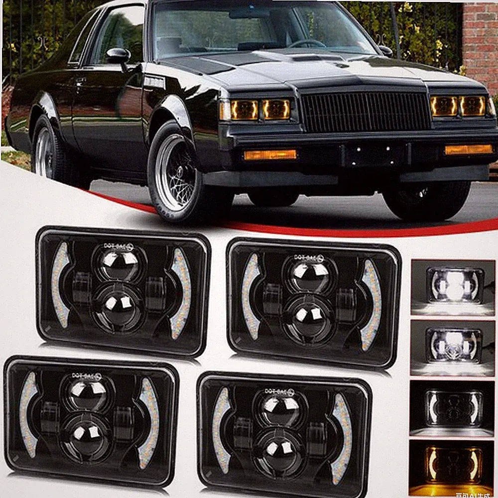 4x 4x6 Zoll LED Frontscheinwerfer Hi/Lo DRL E-geprüft DOT für Buick Regal 82–87