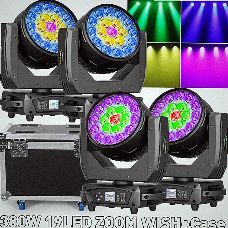 4x LED Zoom Beam Wash Moving Head Mit Case RGBW DMX DJ Bühnenlicht für die Bühne