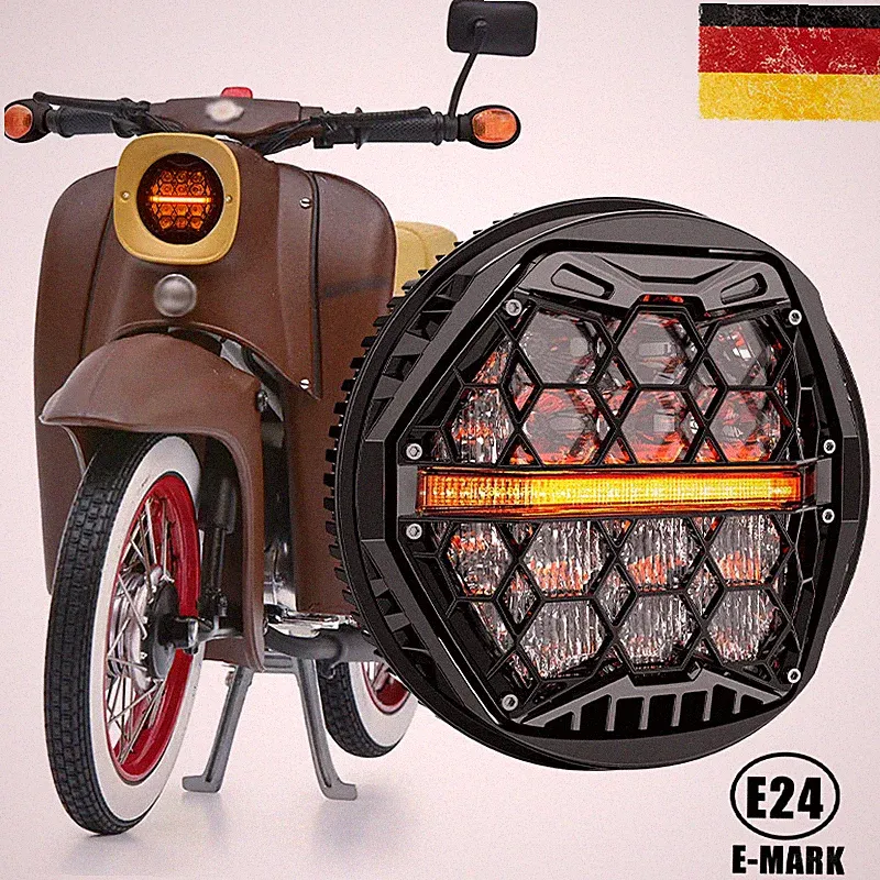 5,75 Zoll LED Scheinwerfer E24 Für Simson S51 S50 Schwalbe STAR KR51/2 Sperber