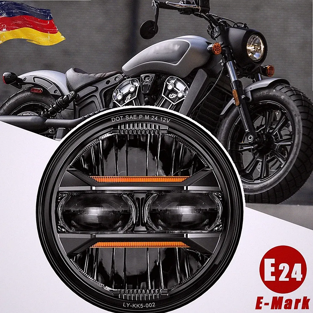 5,75 Zoll LED Scheinwerfer w /DRL Hi/Lo Beam Passt für Indian Scout 60 Bobber