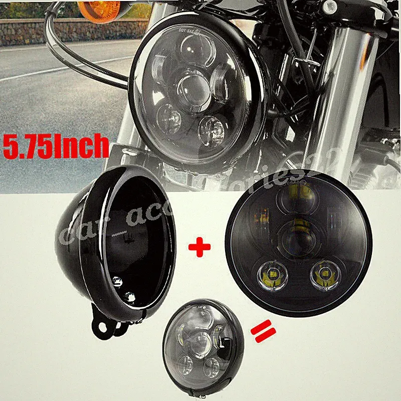 5,75 Zoll Motorrad LED Scheinwerfer Engelsauge mit Gehäuse für Dyna Harley