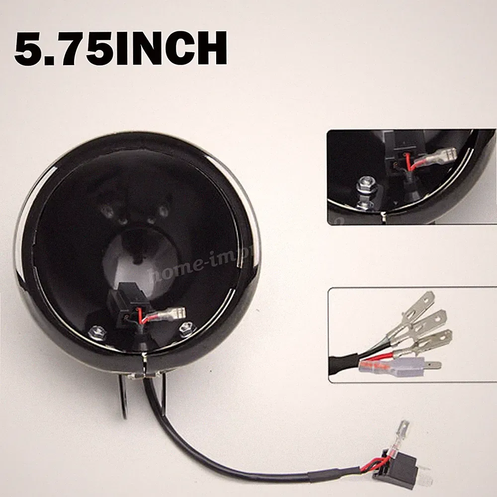 5.75 Zoll Motorrad Scheinwerfer Gehäuse Glänzend Schwarz Harley Sportster Suzuki