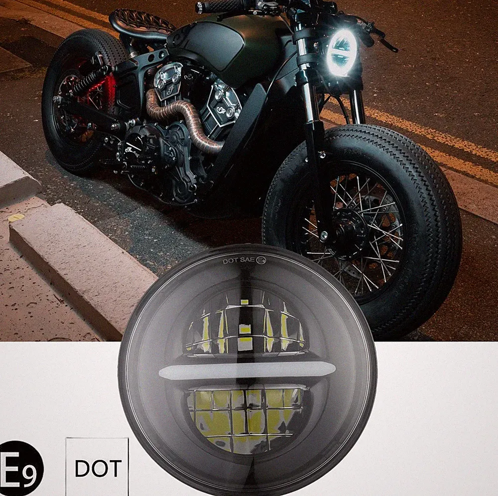 5.75 Zoll Scheinwerfer E9-Geprüft W/DRL für Indian Scout Bobber 2017-2021