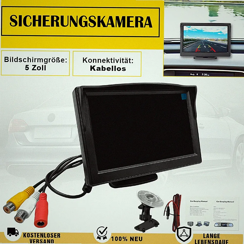5" LCD Bildschirm HD Monitor Display für Auto LKW Rückfahrkamera Einparkhilfe