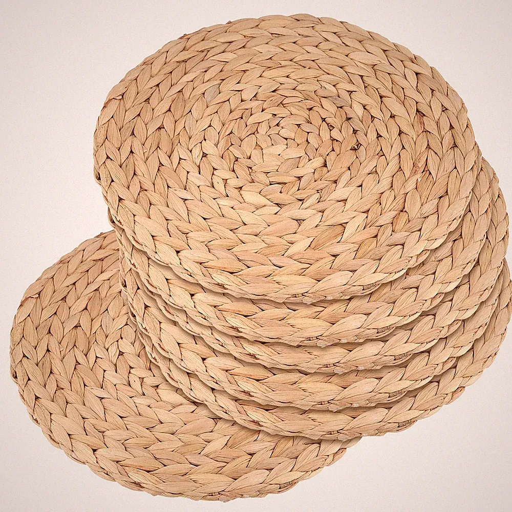6er Set Geflochtene Platzsets Rund 30 cm, Tischsets aus Seegras für Esstisch