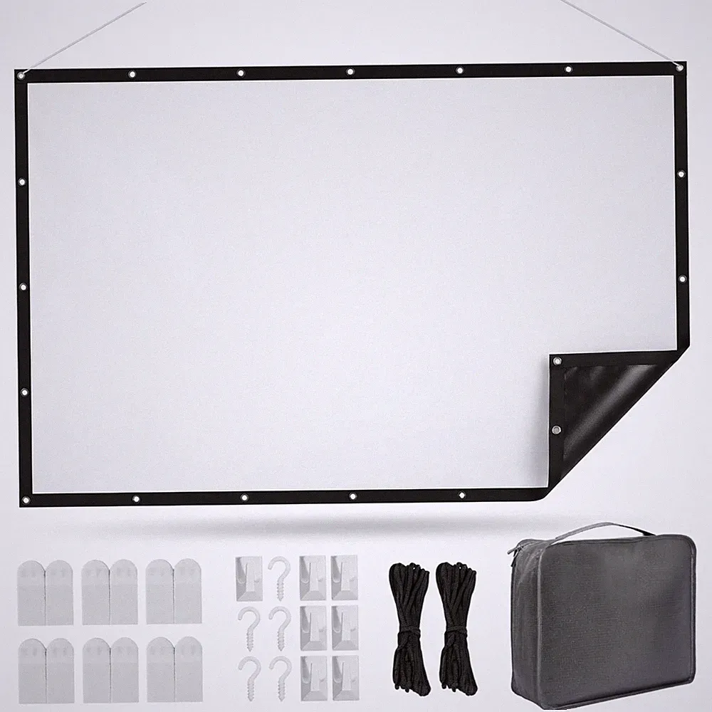 72 Zoll Beamer Leinwand faltbar Schwarz Heimkino Garten Outdoor
