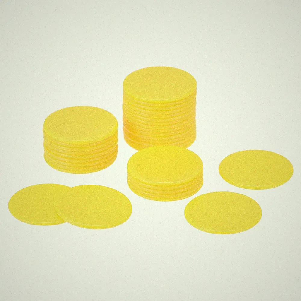 75 Stück PVC Spielchips 3/4 Zoll zum Zählen von Spielmarkern Solid Gelb