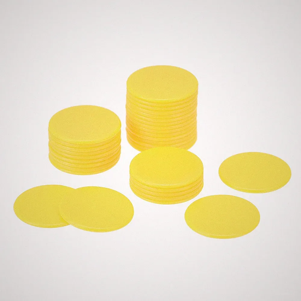 75 Stück PVC Spielchips 3/4 Zoll zum Zählen von Spielmarkern Solid Gelb