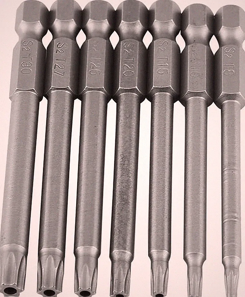 7pcs S2 75mm 1/4 Zoll Hexe Schaft T8-T30 Magnetische Sicherheit Star Schraubendr