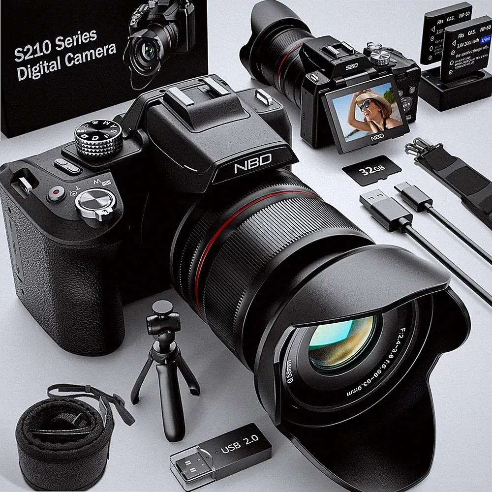 8K 64MP Digitalkameras 16X optischer Zoom 58mm UV-Objektiv Wifi für Vlogging