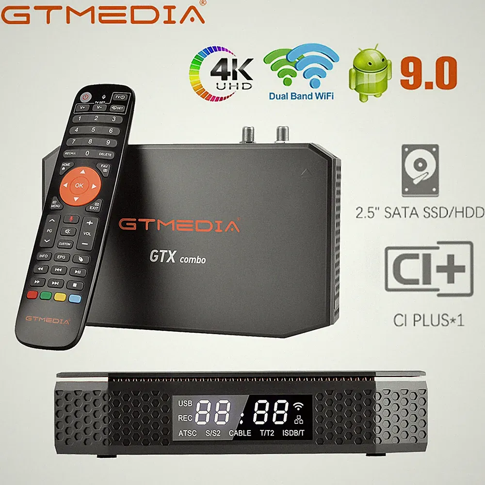 8K Android Smart-TV-Box dvb-t2 Sat WLAN Streaming HDD Player mit Sprachsteuerung