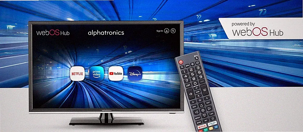 alphatronics K-22 SBW+ Smart TV mit Triple Tuner für 12/24/230V Betrieb Caravan