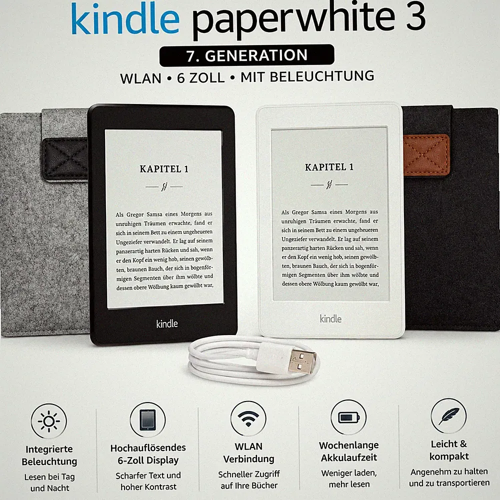 Amazon Kindle Paperwhite 3. Generation WLAN E-Reader 6 Zoll mit Beleuchtung