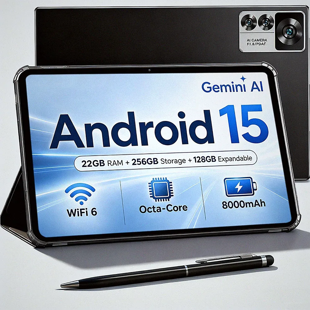 Android 15 Tablet 10 Zoll 22GB+256GB+TF 128GB 8000mAh WidevineL1 Gemini AI Neu