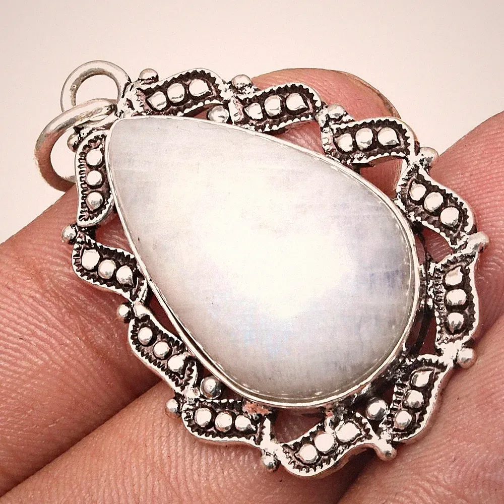 Anhänger Mondstein Edelstein Geschenk für ihren Silberschmuck 1,75 Zoll