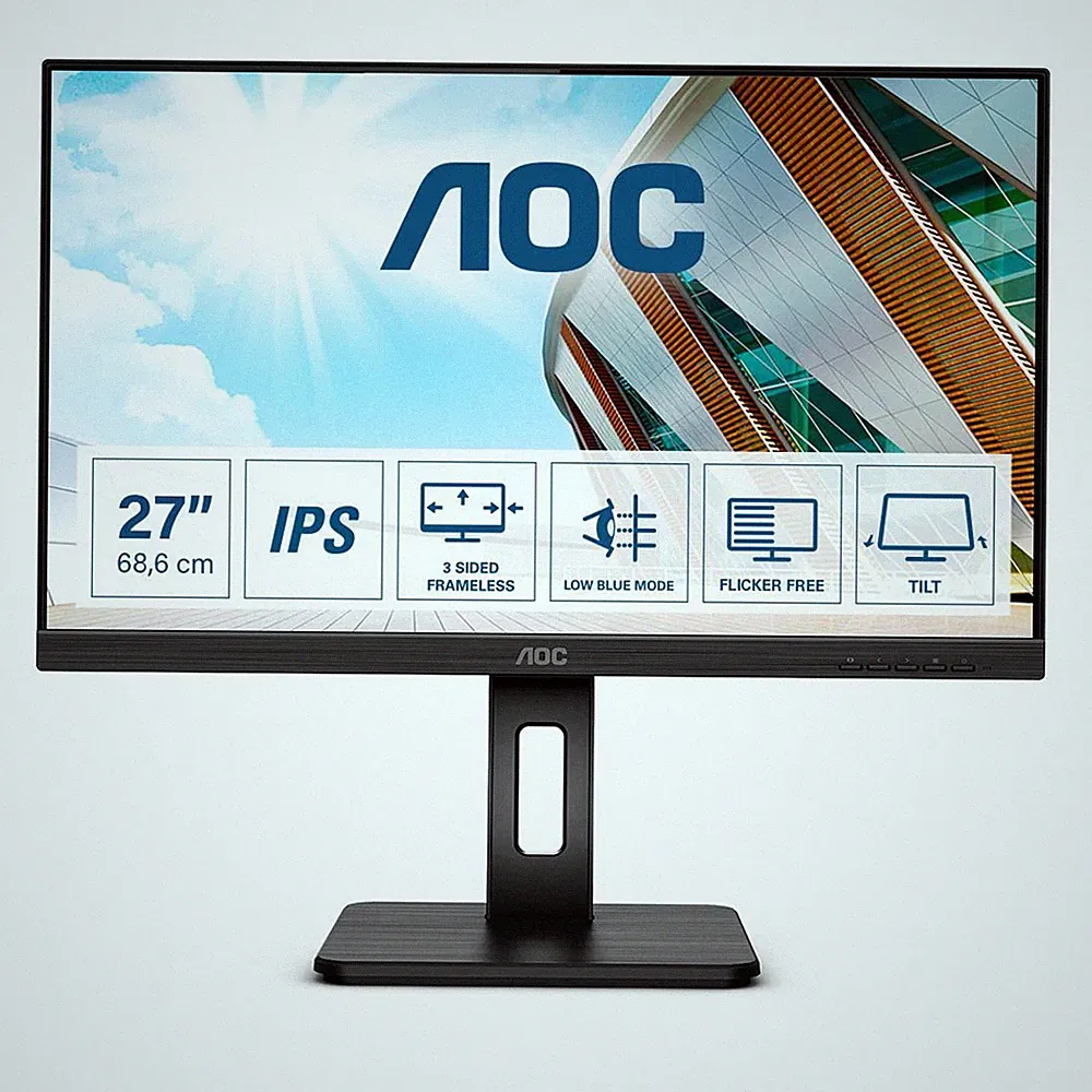 AOC Monitor 27P2Q P2 Schwarz 27 Zoll Full HD IPS 75 Hz 4 ms Höhenverstellbar