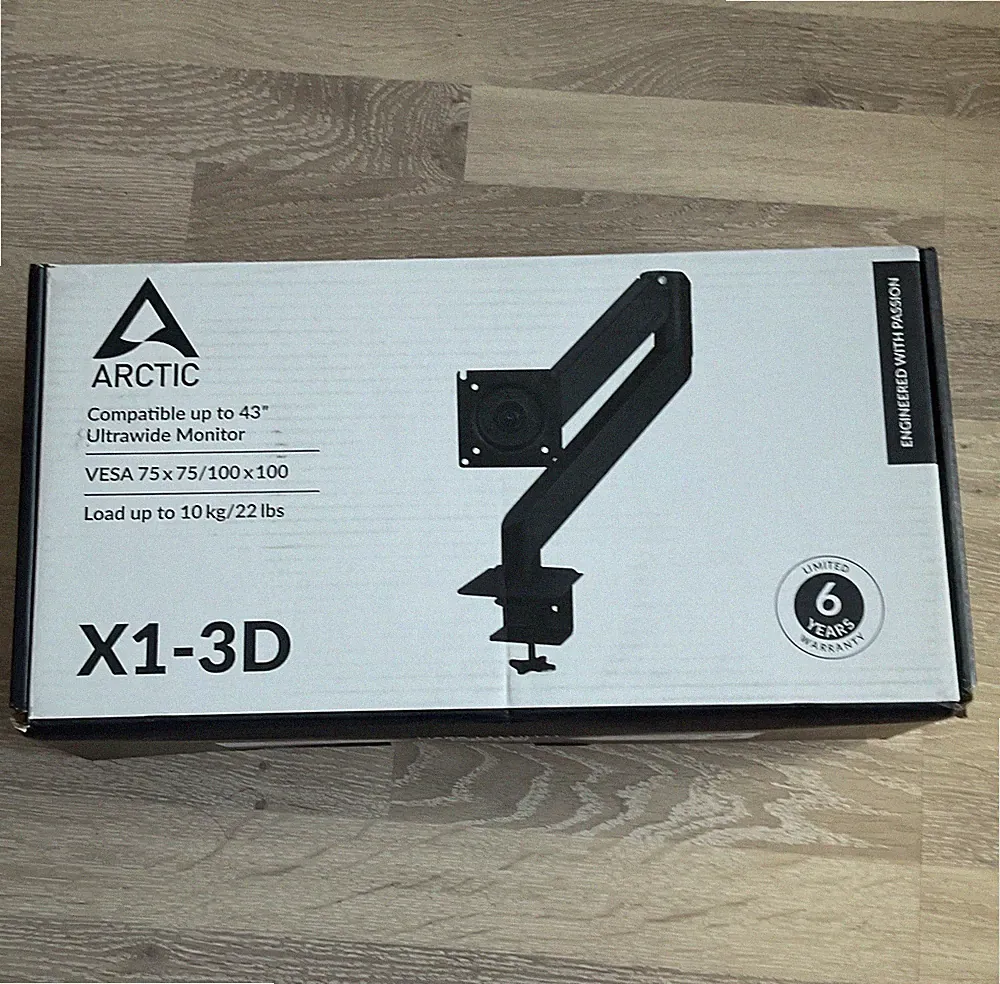 ARCTIC X1-3D Tischhalterung Monitorarm 1x bis 43 Zoll VESA 75x75/100x100 Schwarz