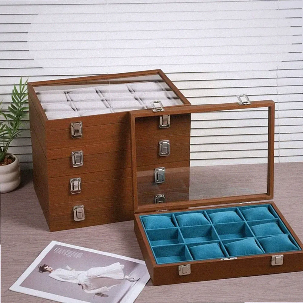 Armbanduhren-Präsentationsbox hochwertige Optik Uhrenbox mit Kissen für Messe