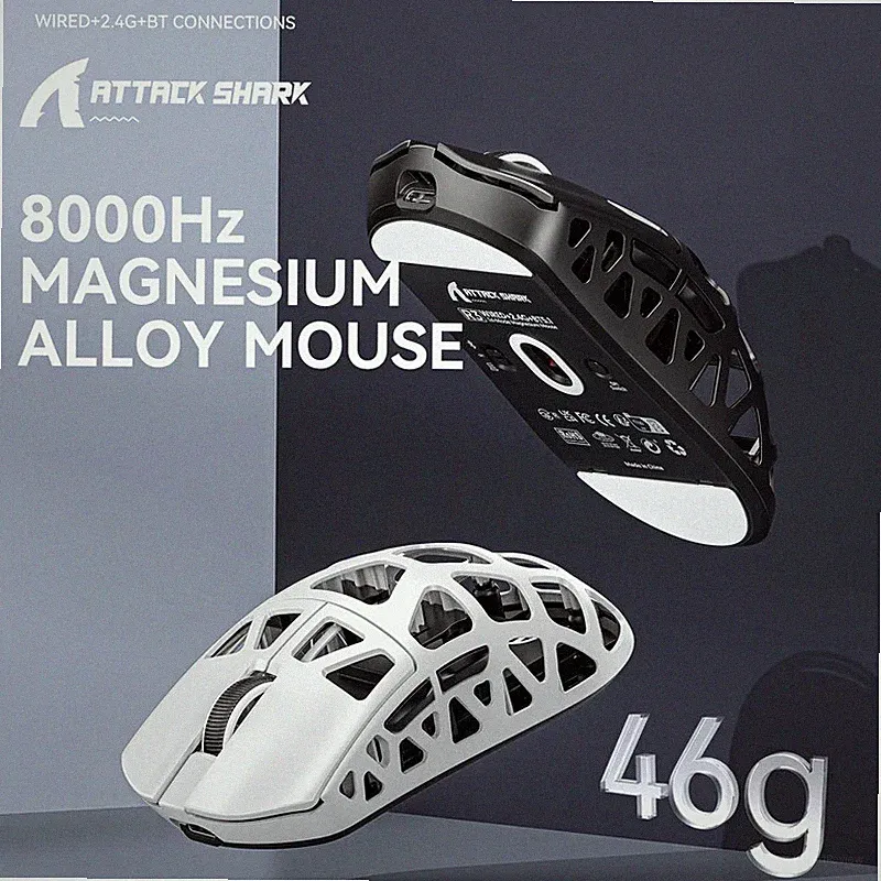 ATTACK SHARK R3 Gaming-Maus aus Magnesiumlegierung, 8K, superleicht, PAW3395
