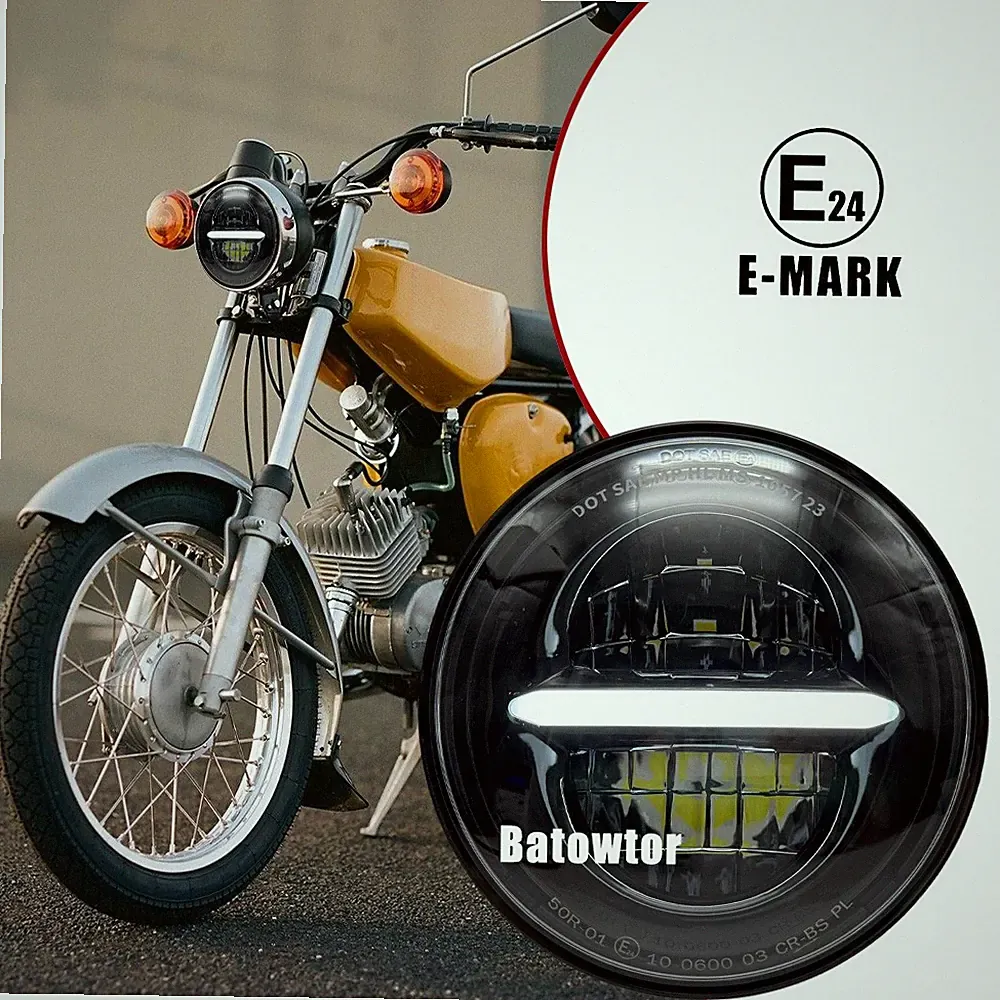 Batowtor 5,75 Zoll LED Scheinwerfer DRL E24 Für Simson S51 S50 Schwalbe KR51/2
