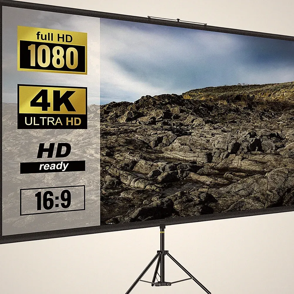 Beamer Leinwand 70 Zoll 16:9 4K HD Stativ Projektionsfläche tragbar