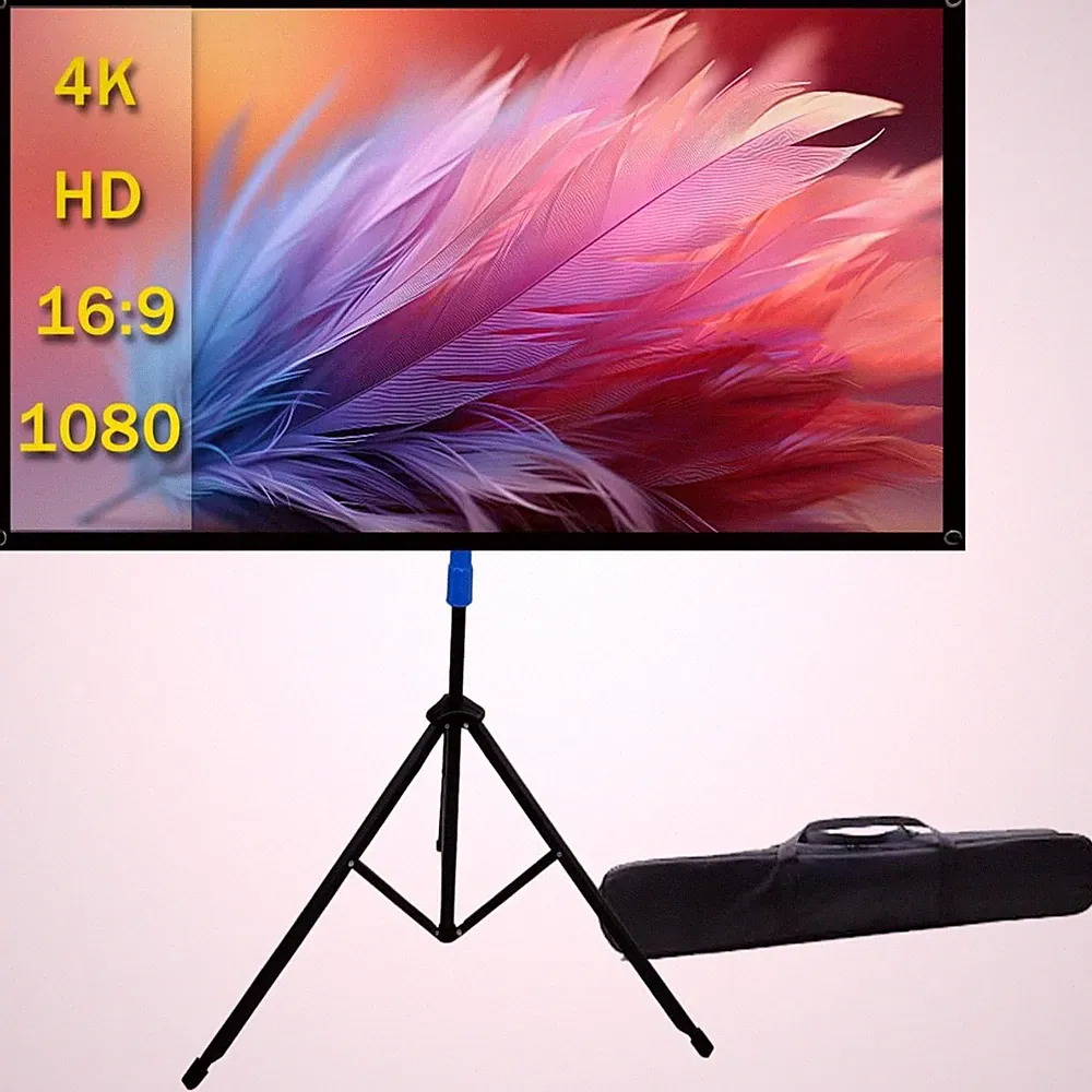 Beamer Leinwand 70 Zoll HD 4K Tragbar mit Stativ für Heimkino Outdoor Camping