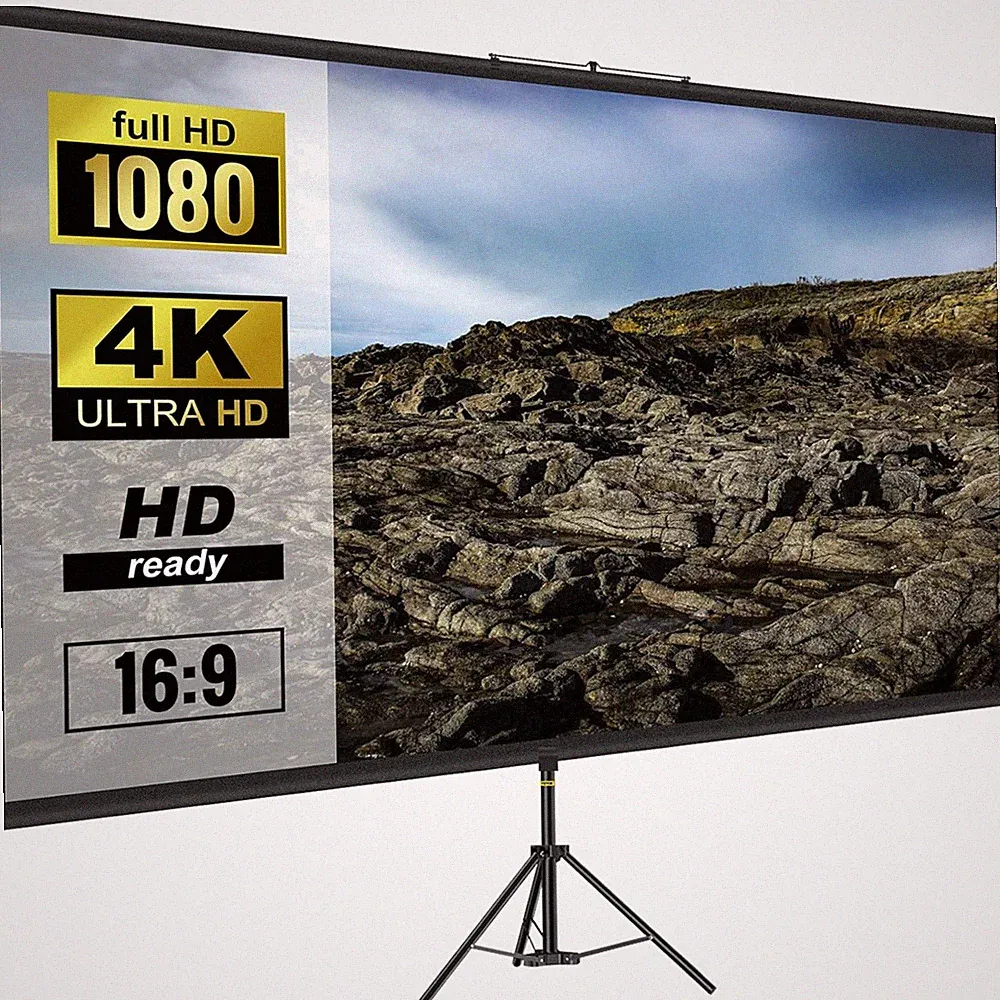 Beamer Leinwand Projektionswand Stativ 4K HD 70 Zoll höhenverstellbar